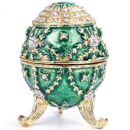 Enamel Color Metal Diamond Egg Jewelry Box Easter..