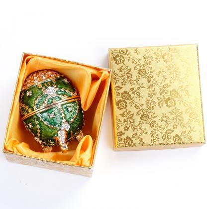 Enamel Color Metal Diamond Egg Jewelry Box Easter..