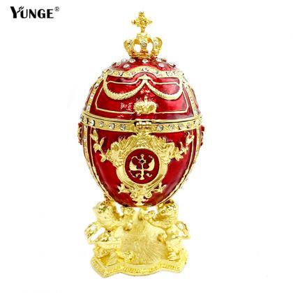 European Palace Egg Jewelry Box Diamonds Painted..