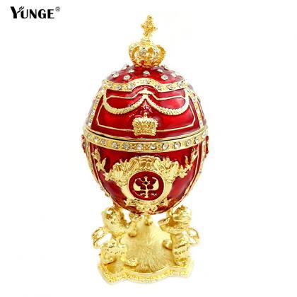 European Palace Egg Jewelry Box Diamonds Painted..