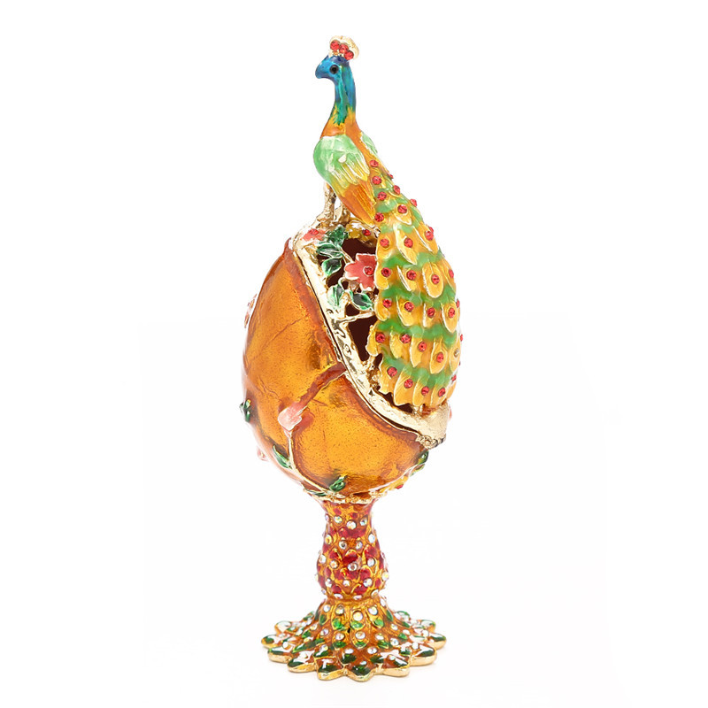 Wholesale Metal Crafts Gifts European Home Decoration Diamond Egg Peacock Decoration Wholesale Birthday Gift