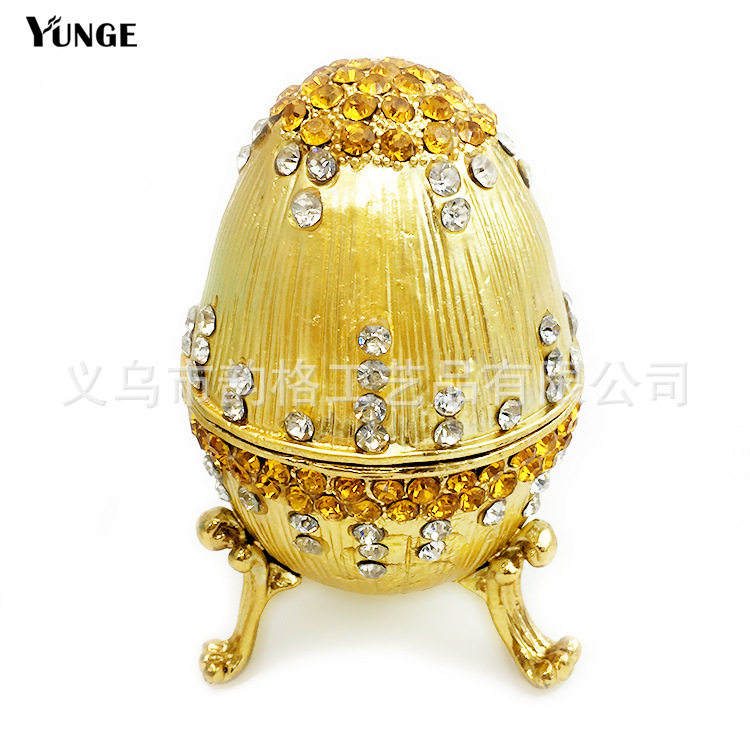 European Easter Egg Ring Box Enamel Painted Diamond Metal Crafts Gift Decoration Factory Direct