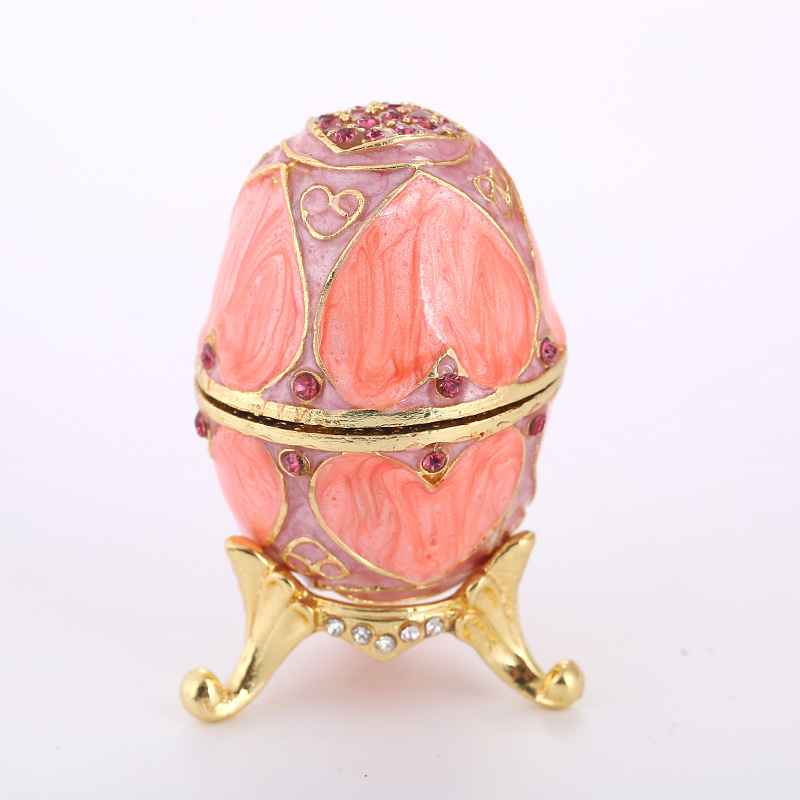 Egg Jewelry Box Creative Home Gift Metal Crafts Diamond Enamel Color Decoration Amazon Supply
