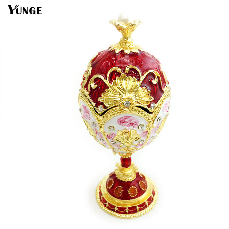 Cross-border Exclusive Metal Egg Crafts Creative Home Gift Decoration Painted Diamond Jewelry Box Manufacturers