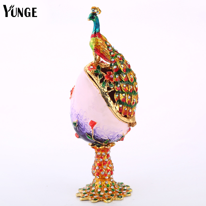 Southeast Asian Style Decoration Creative Peacock Egg Enamel Painted Diamond Metal Crafts Gift Factory Direct