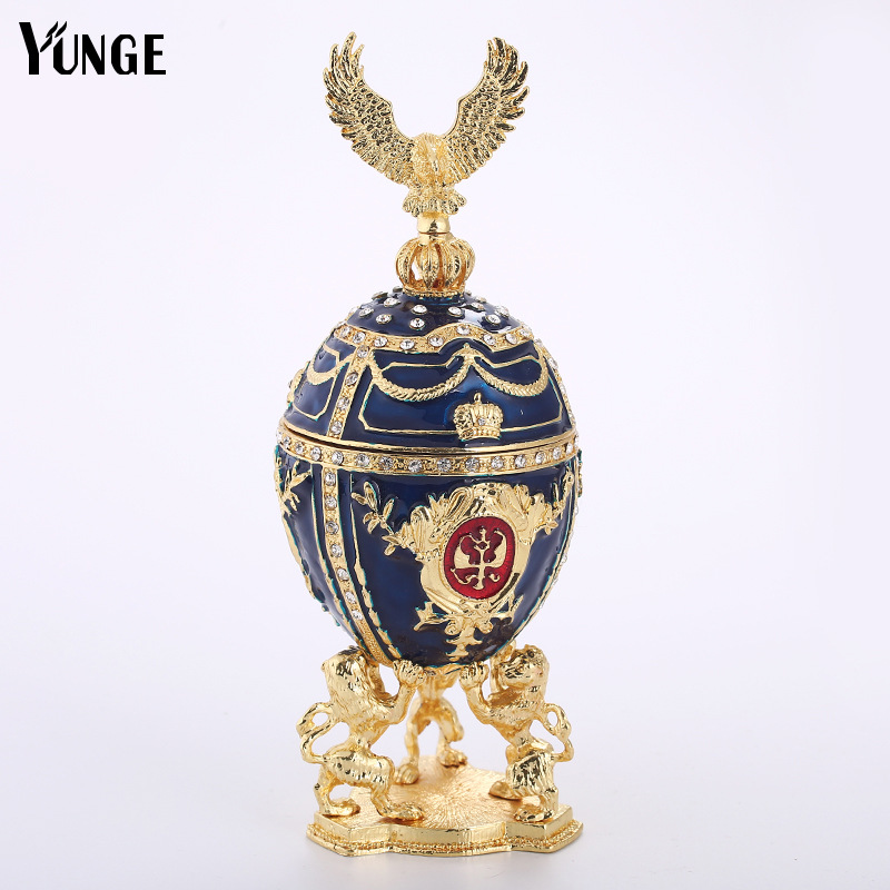 Home Accessories Russian Style Easter Eggs Gold-plated Enamel Painted Metal Crafts Ornaments