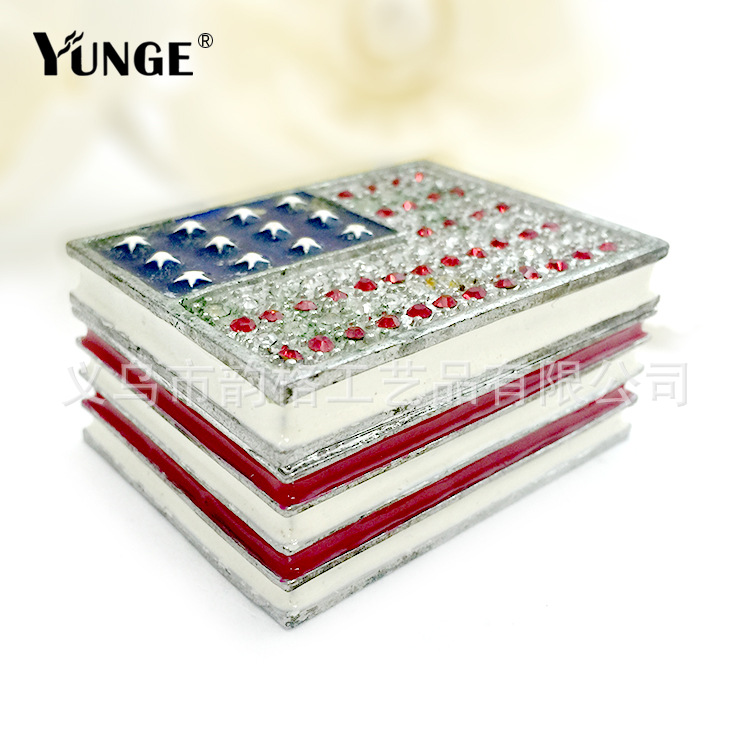 Creative Gifts, Practical Paintings, Oil-set Diamonds, Metal Crafts, American Flag Jewelry Boxes, Decorative Boxes, Factory Direct