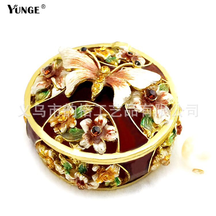 Creative Practical Gifts Diamond Enamel Painted Metal Crafts Jewelry Box Factory Direct Home Decoration