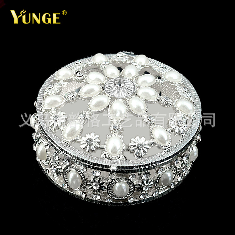 Simple And Modern Pearl Inlaid Jewelry Box High-end Wedding Gift Creative Practical Metal Crafts Gift Wholesale