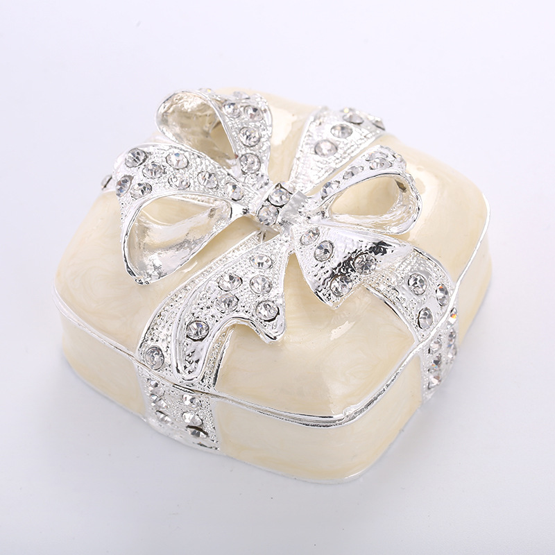 Promotional Gifts Promotional Gifts Practical 925 Silver Plated Diamond Bow Crafts Jewelry Box Custom